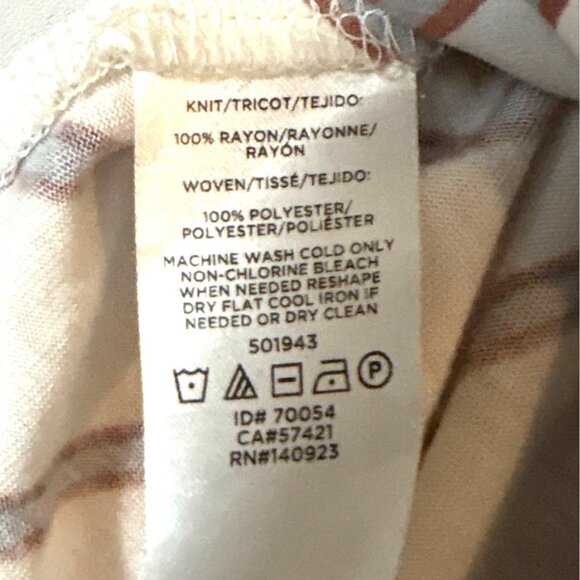 Loft Womens Striped Short-Sleeve Blouse White & Rust Rayon/Polyester S - Picture 3 of 6